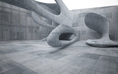 Empty dark abstract concrete smooth interior . Architectural background. 3D illustration and rendering
