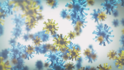 Virus Bacteria Multi colour Cells. Science Medicine Conceptual Background