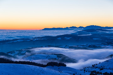 Sunset on Mount Grappa in Italy