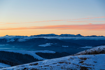 Fototapeta na wymiar Sunset on Mount Grappa in Italy