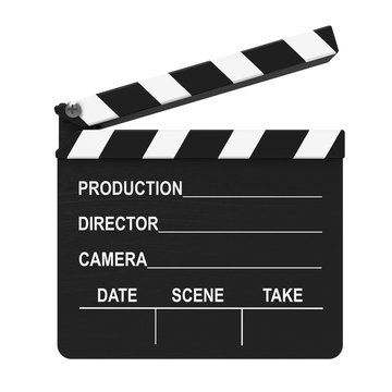 Filmklappe, Regieklappe isoliert wei&szlig;er Hintergrund 3D Rendering