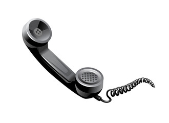 vector 3d handset. Retro telephone handset icon. Contact. Wires