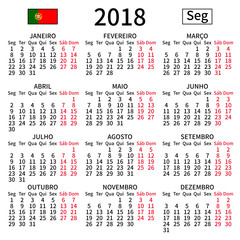 Portuguese calendar 2018, Monday