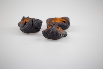 burnt cake with mushrooms