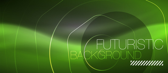 Black and glowing color lines neon design, magin techno template background