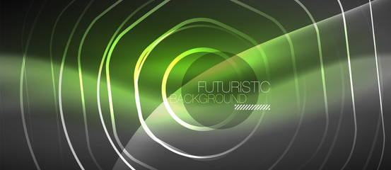 Black and glowing color lines neon design, magin techno template background