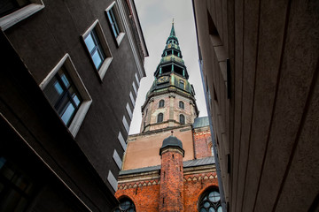 Naklejka premium St. Peter's Church in riga town.