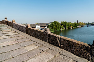 Fototapeta premium Tangxi ancient town,Stone Arch Bridge in Hangzhou Ancient Town, China