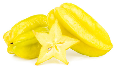 star fruit carambola or star apple ( starfruit ) isolated on white background with clipping path