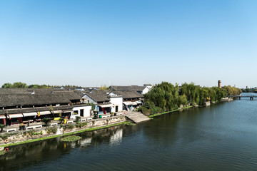 Fototapeta na wymiar Tangxi Ancient Town on Canal River, Hangzhou, China