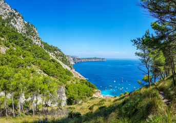 Panorama vom Traumstrand Playa Coll de Baix, Mallorca, HDR