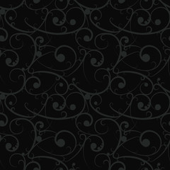 Dark grey luxury baroque seamless pattern in victorian style