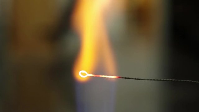 Flaming a microbiology wire loop using asepting technique