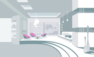 vector interior of living room in flat style.