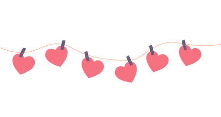 Hearts Hanging on a Line