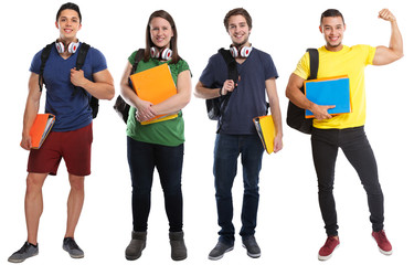 Gruppe Studenten lachen Erfolg erfolgreich stark Stärke Power Jugendliche Freisteller freigestellt