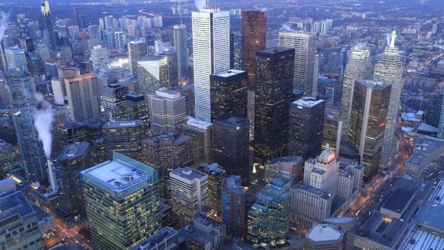 Timelapse aerial of Toronto, Canada day to night 4K