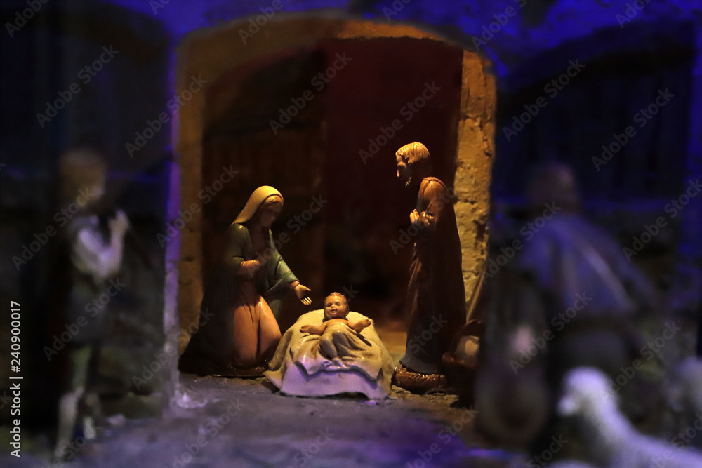 Wall mural  Presepe di Natale con Gesù Bambino, Christmas crib with baby Jesus