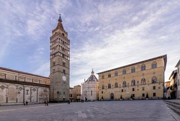 Beautiful view of Piazza del Duomo in a moment of tranquility, Pistoia, Tuscany, Italy