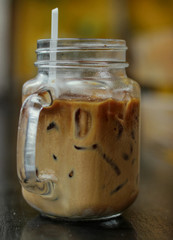 Iced coffee drink with milk - obrazy, fototapety, plakaty