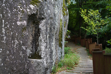 The Roman monument (kuskayasi) for the road at Amasra, Turkey                               