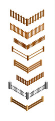 set of tail wooden fences