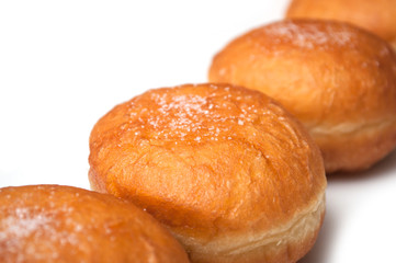 closeup of dough nut on white background