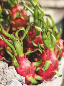 Dragon fruit for sale in the market tropical fruit