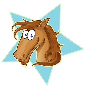 recommend clip art:  Brown Horse face  cartoon . Vector Illustration on star