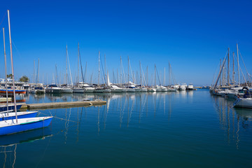 Fototapeta na wymiar Denia marina port boats in alicante
