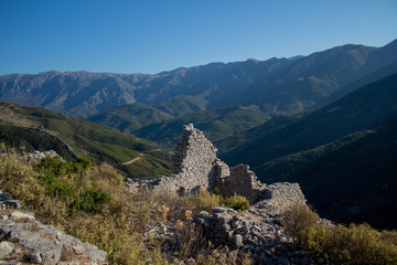 Fototapeta na wymiar ancient archaeological ruins of the castle of Borsh in Albania near saranda and the original ottoman mosque 