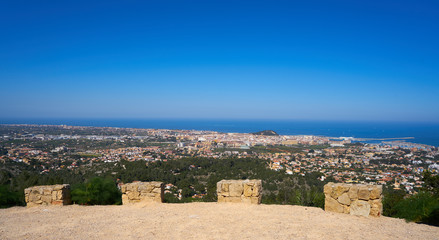 Denia village aerial from camino de la Colonia