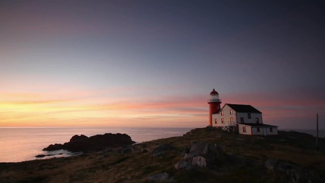 Historic Lighthouse on the Atlantic Coast, Newfoundland and Labrador, Canada.