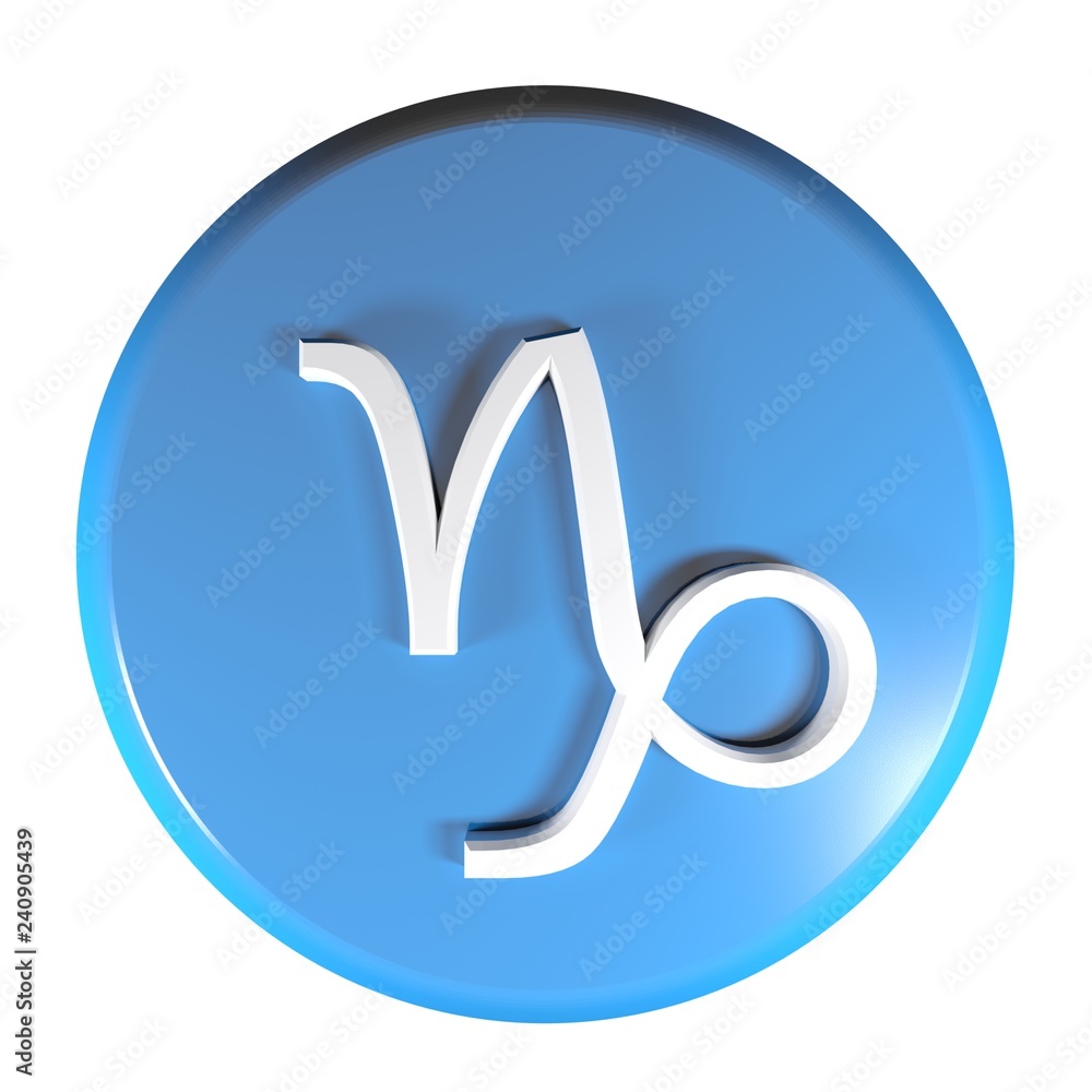 Aufkleber zodiac capricorn icon red circle push button - 3d rendering illustration