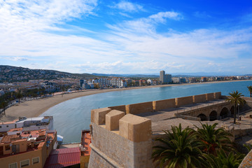 Obraz premium Peniscola aerial beach village in Castellon