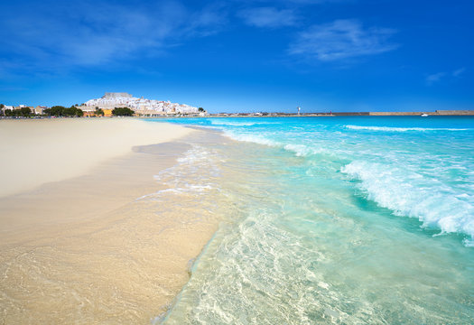 Peniscola skyline and castle beach Spain