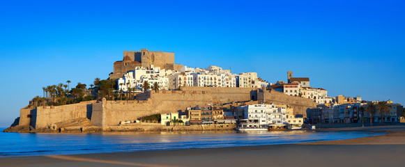 Peniscola skyline and castle beach in Spain