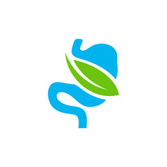 Stomach with Leaf logo design concept, Healthy Stomach logo Template Vector - Vector illustration