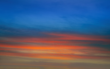 Sunset orange red and blue sky