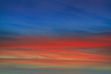 Sunset orange red and blue sky