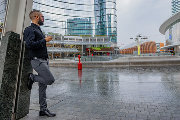 Man drinking a whiskey in Milan