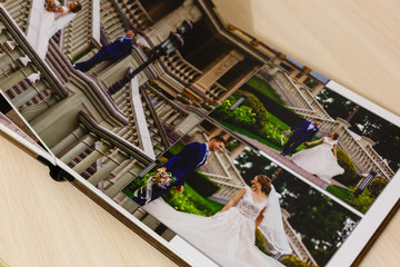 Pages of wedding photobook or wedding album on white background