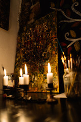 candles and painting