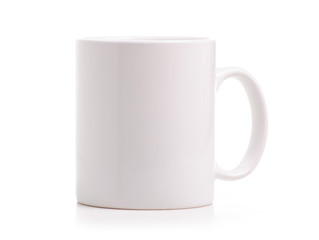 White cup mug drink on white background isolation