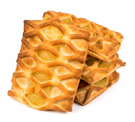 Homemade puff with pineapple on white background