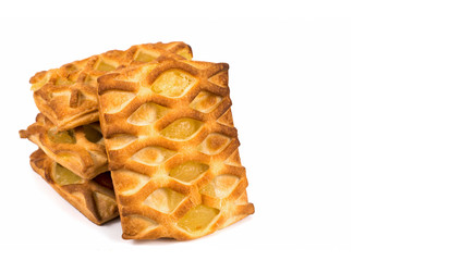 Homemade puff with pineapple on white background
