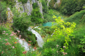 beautiful national reserve park of Plitvice Lakes in Croatia