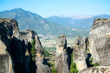 Beautiful view of rocks and mauntains. Meteora, Greece.