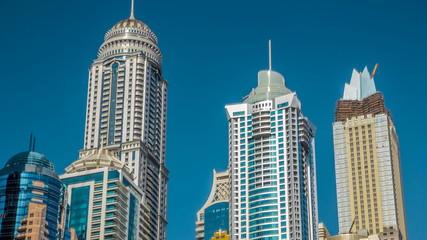 Fototapeta premium Luxurious Residence Buildings timelapse hyperlapse in Dubai Marina, UAE