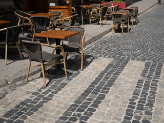 summer terrace of luxury restaurant on pavement